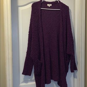 oversized purple cardigan